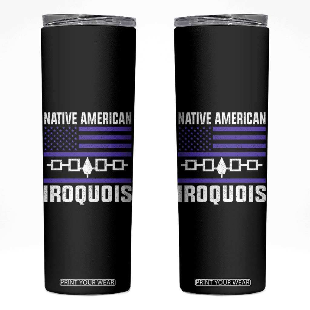 Native American Iroquois Skinny Tumbler Haudenosaunee Nation Vintage USA Flag TS11 Black Print Your Wear