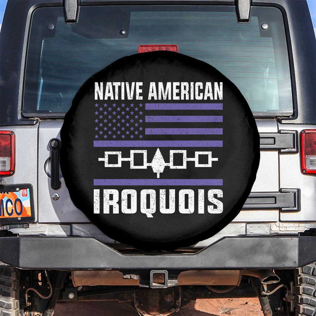 Native American Iroquois Spare Tire Cover Haudenosaunee Nation Vintage USA Flag TS11 No hole Black Print Your Wear