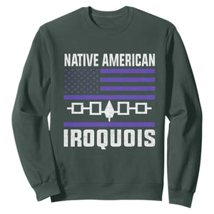 Native American Iroquois Sweatshirt Haudenosaunee Nation Vintage USA Flag TS11 Dark Forest Green Print Your Wear