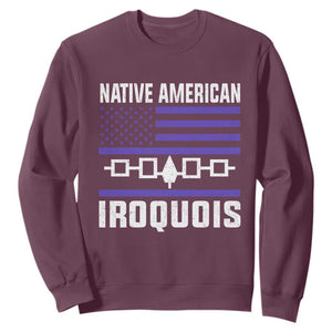 Native American Iroquois Sweatshirt Haudenosaunee Nation Vintage USA Flag TS11 Maroon Print Your Wear