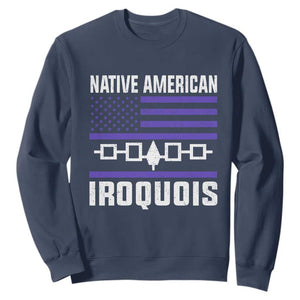 Native American Iroquois Sweatshirt Haudenosaunee Nation Vintage USA Flag TS11 Navy Print Your Wear
