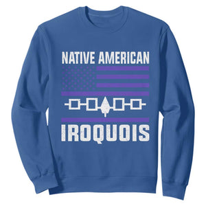Native American Iroquois Sweatshirt Haudenosaunee Nation Vintage USA Flag TS11 Royal Blue Print Your Wear