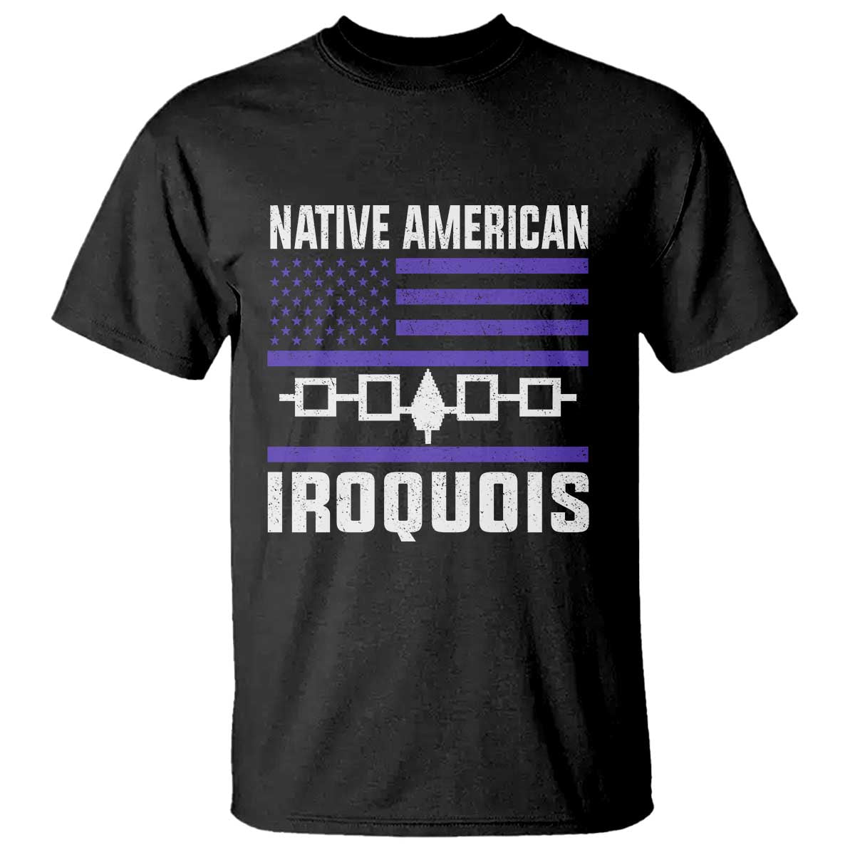Native American Iroquois T Shirt Haudenosaunee Nation Vintage USA Flag TS11 Black Print Your Wear