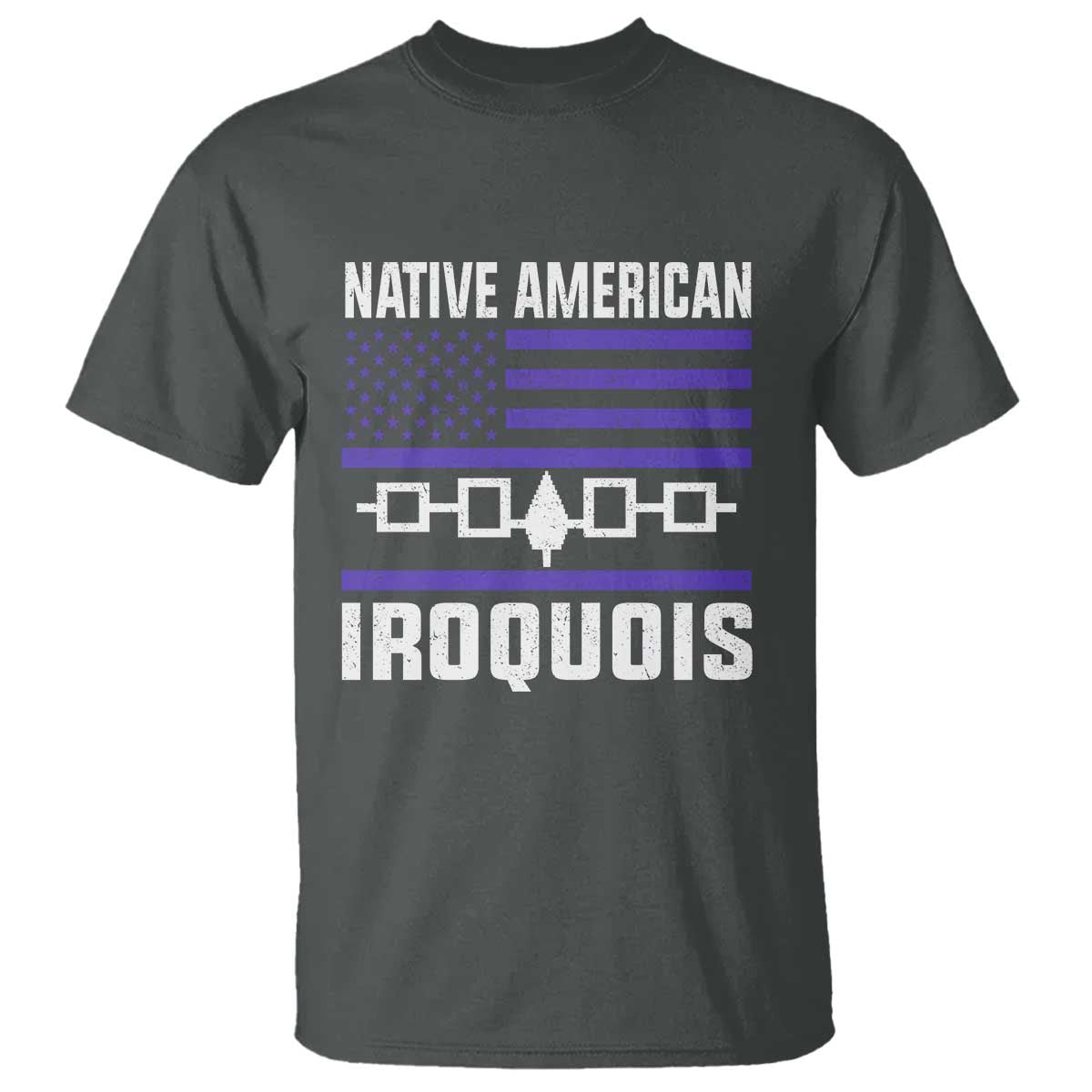 Native American Iroquois T Shirt Haudenosaunee Nation Vintage USA Flag TS11 Dark Heather Print Your Wear