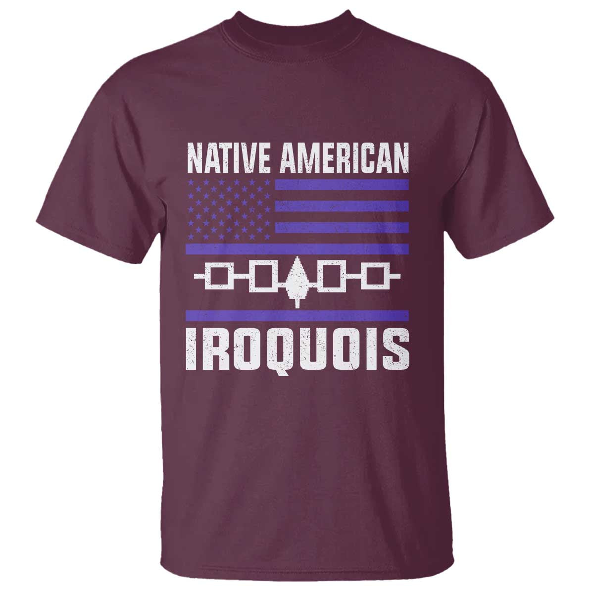 Native American Iroquois T Shirt Haudenosaunee Nation Vintage USA Flag TS11 Maroon Print Your Wear