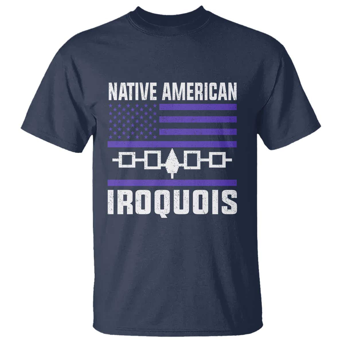 Native American Iroquois T Shirt Haudenosaunee Nation Vintage USA Flag TS11 Navy Print Your Wear