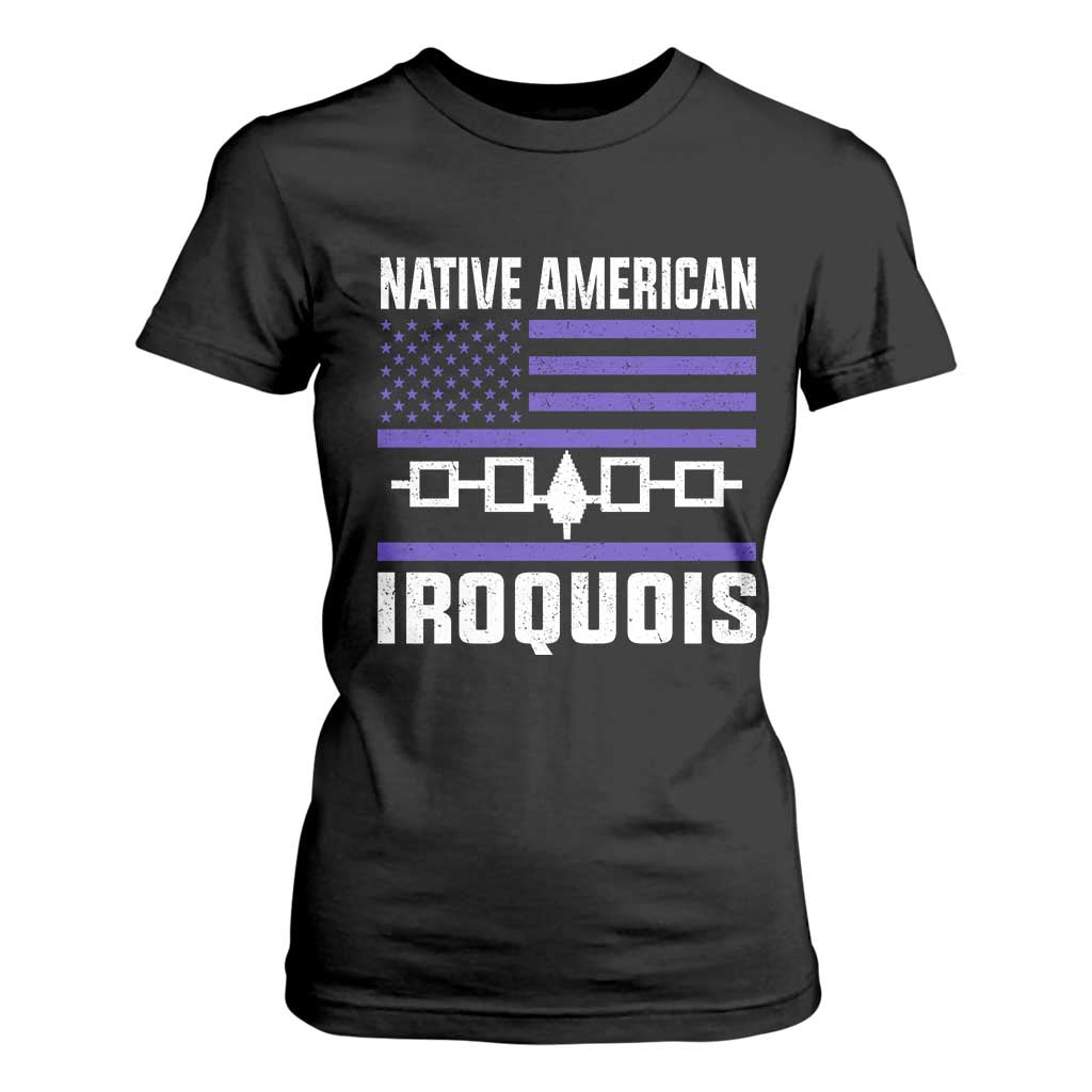 Native American Iroquois T Shirt For Women Haudenosaunee Nation Vintage USA Flag TS11 Black Print Your Wear