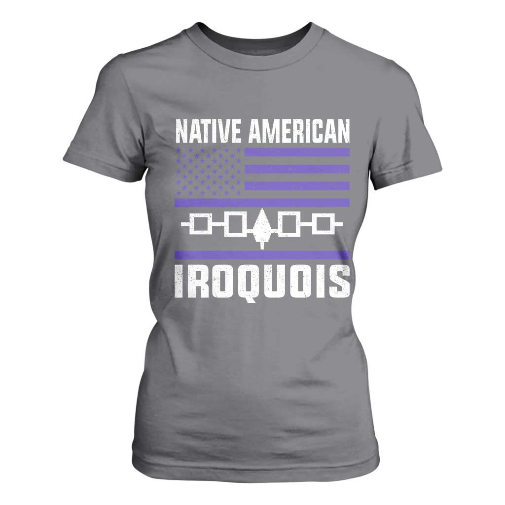 Native American Iroquois T Shirt For Women Haudenosaunee Nation Vintage USA Flag TS11 Charcoal Print Your Wear