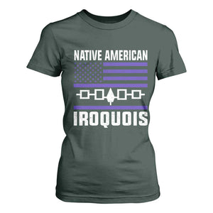 Native American Iroquois T Shirt For Women Haudenosaunee Nation Vintage USA Flag TS11 Dark Forest Green Print Your Wear