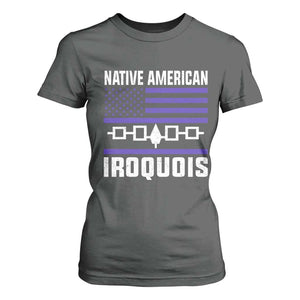 Native American Iroquois T Shirt For Women Haudenosaunee Nation Vintage USA Flag TS11 Dark Heather Print Your Wear
