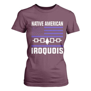 Native American Iroquois T Shirt For Women Haudenosaunee Nation Vintage USA Flag TS11 Maroon Print Your Wear