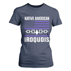 Native American Iroquois T Shirt For Women Haudenosaunee Nation Vintage USA Flag TS11 Navy Print Your Wear