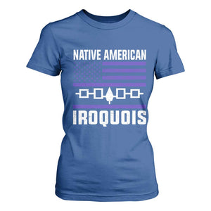 Native American Iroquois T Shirt For Women Haudenosaunee Nation Vintage USA Flag TS11 Royal Blue Print Your Wear