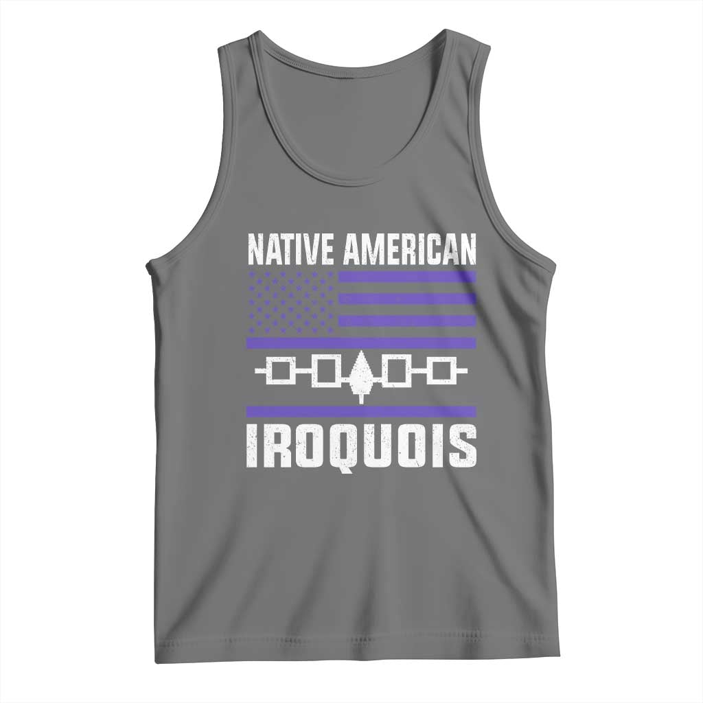 Native American Iroquois Tank Top Haudenosaunee Nation Vintage USA Flag TS11 Black Heather Print Your Wear
