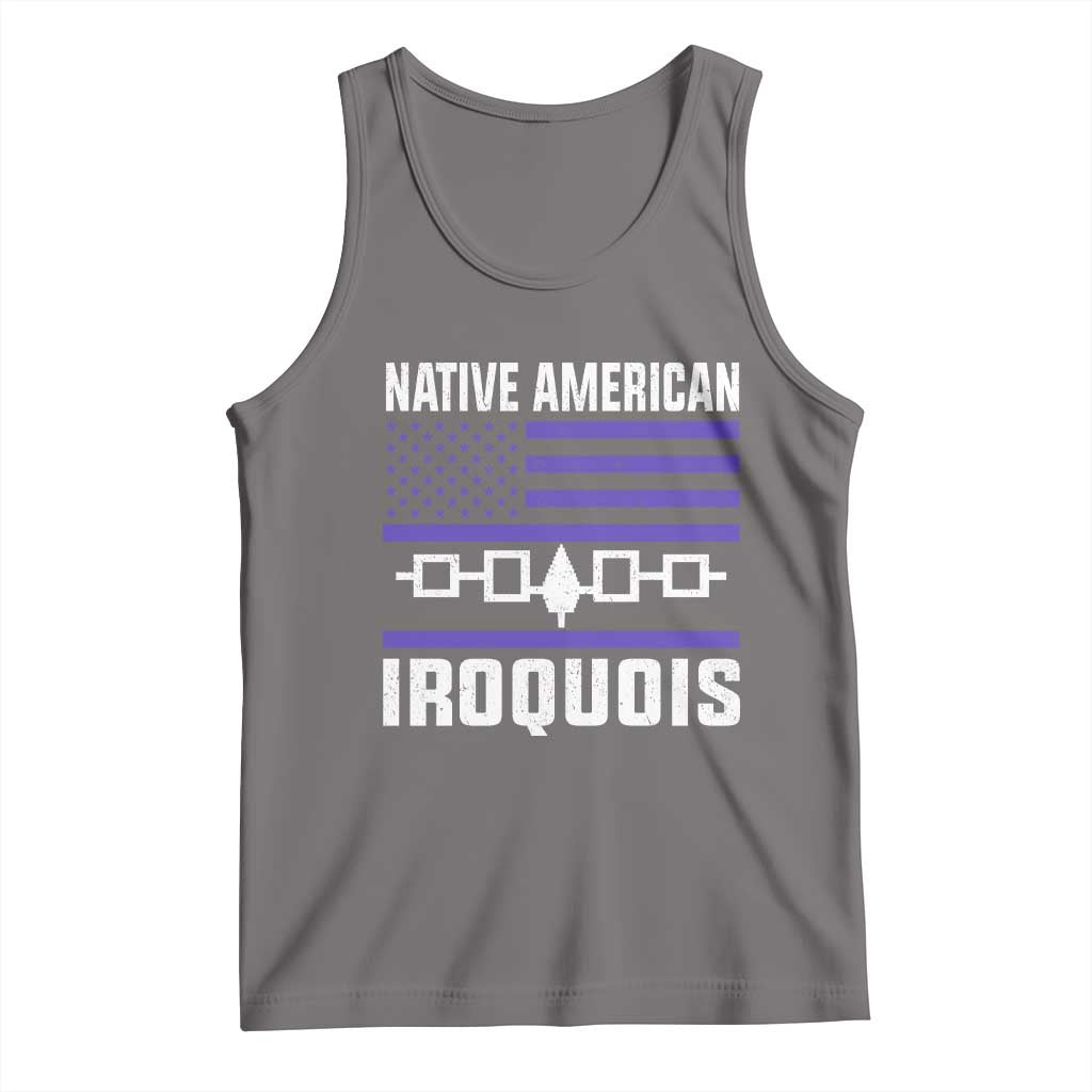 Native American Iroquois Tank Top Haudenosaunee Nation Vintage USA Flag TS11 Deep Heather Print Your Wear