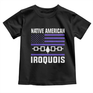 Native American Iroquois Toddler T Shirt Haudenosaunee Nation Vintage USA Flag TS11 Black Print Your Wear