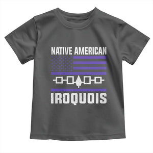 Native American Iroquois Toddler T Shirt Haudenosaunee Nation Vintage USA Flag TS11 Dark Heather Print Your Wear