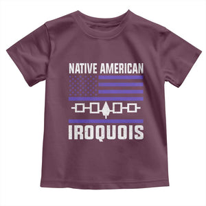 Native American Iroquois Toddler T Shirt Haudenosaunee Nation Vintage USA Flag TS11 Maroon Print Your Wear