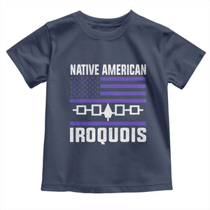 Native American Iroquois Toddler T Shirt Haudenosaunee Nation Vintage USA Flag TS11 Navy Print Your Wear
