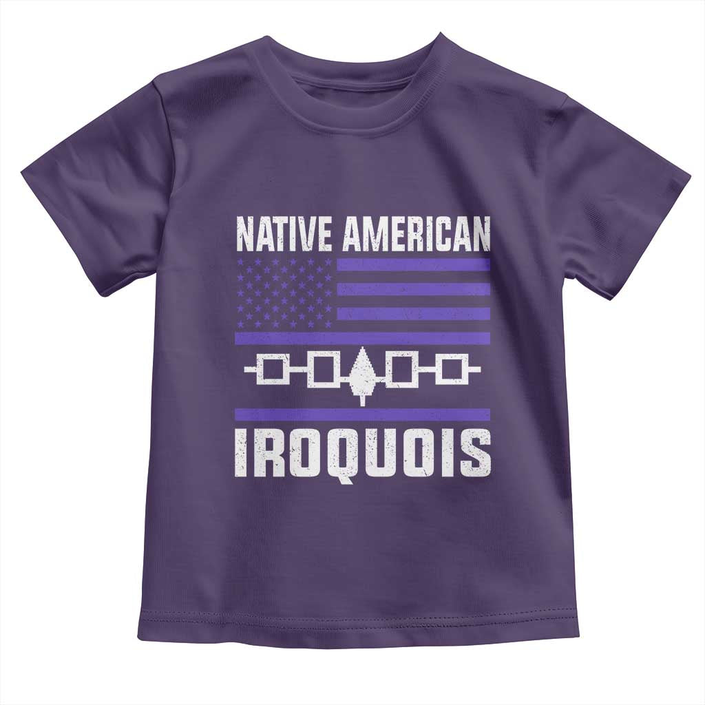 Native American Iroquois Toddler T Shirt Haudenosaunee Nation Vintage USA Flag TS11 Purple Print Your Wear