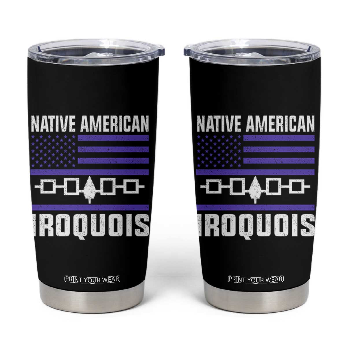 Native American Iroquois Tumbler Cup Haudenosaunee Nation Vintage USA Flag TS11 Black Print Your Wear