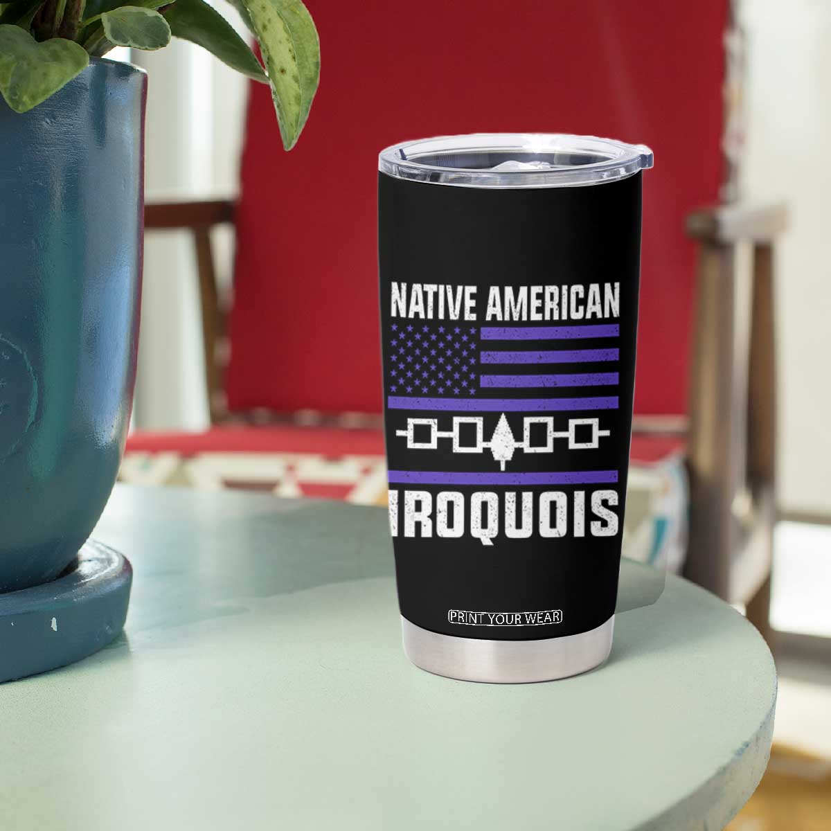 Native American Iroquois Tumbler Cup Haudenosaunee Nation Vintage USA Flag TS11 Print Your Wear