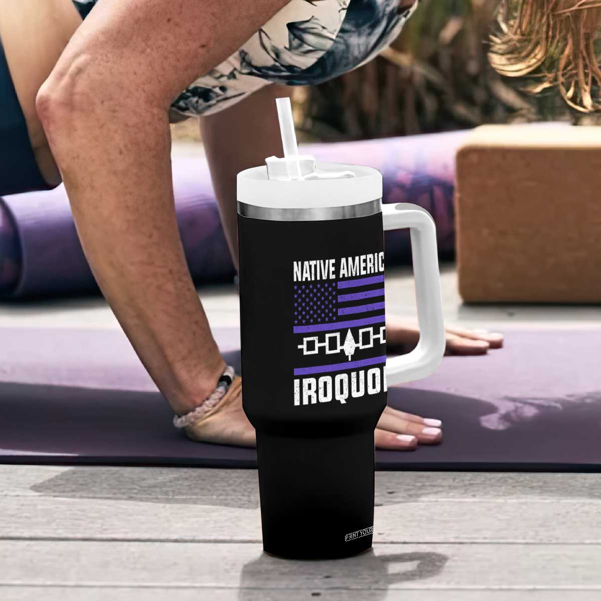 Native American Iroquois Tumbler With Handle Haudenosaunee Nation Vintage USA Flag TS11 Print Your Wear