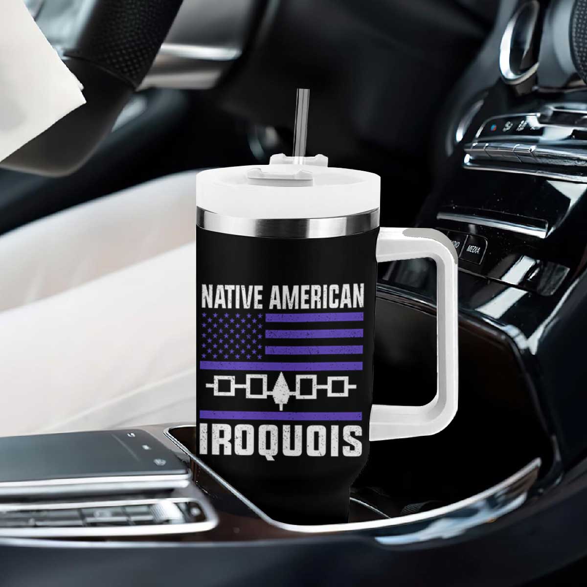 Native American Iroquois Tumbler With Handle Haudenosaunee Nation Vintage USA Flag TS11 Print Your Wear