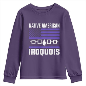 Native American Iroquois Youth Sweatshirt Haudenosaunee Nation Vintage USA Flag TS11 Purple Print Your Wear