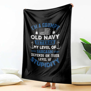 I Am A Grumpy Old Navy Veteran My Level Of Sarcasm Depends On Your Level Of Stupidity Throw Blanket TS11 Print Your Wear
