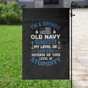 I Am A Grumpy Old Navy Veteran My Level Of Sarcasm Depends On Your Level Of Stupidity Garden Flag TS11 Print Your Wear