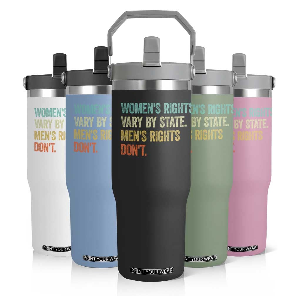 Women's Rights Vary By State Men Rights Don't Feminist Retro Flip Straw Tumbler