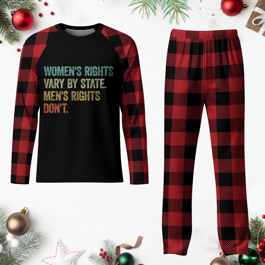Women's Rights Vary By State Men Rights Don't Feminist Retro Plaid Pajama Set TS11 Buffalo Plaid Print Your Wear