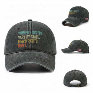 Women's Rights Vary By State Men Rights Don't Feminist Retro Washed Cotton Baseball Cap