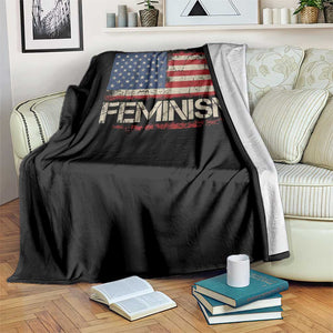 Feminism Feminist American Flag Throw Blanket Patriotic Womens Rights
