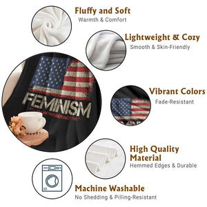 Feminism Feminist American Flag Throw Blanket Patriotic Womens Rights