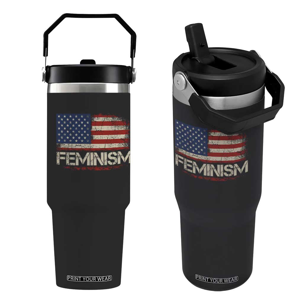 Feminism Feminist American Flag Flip Straw Tumbler Patriotic Womens Rights
