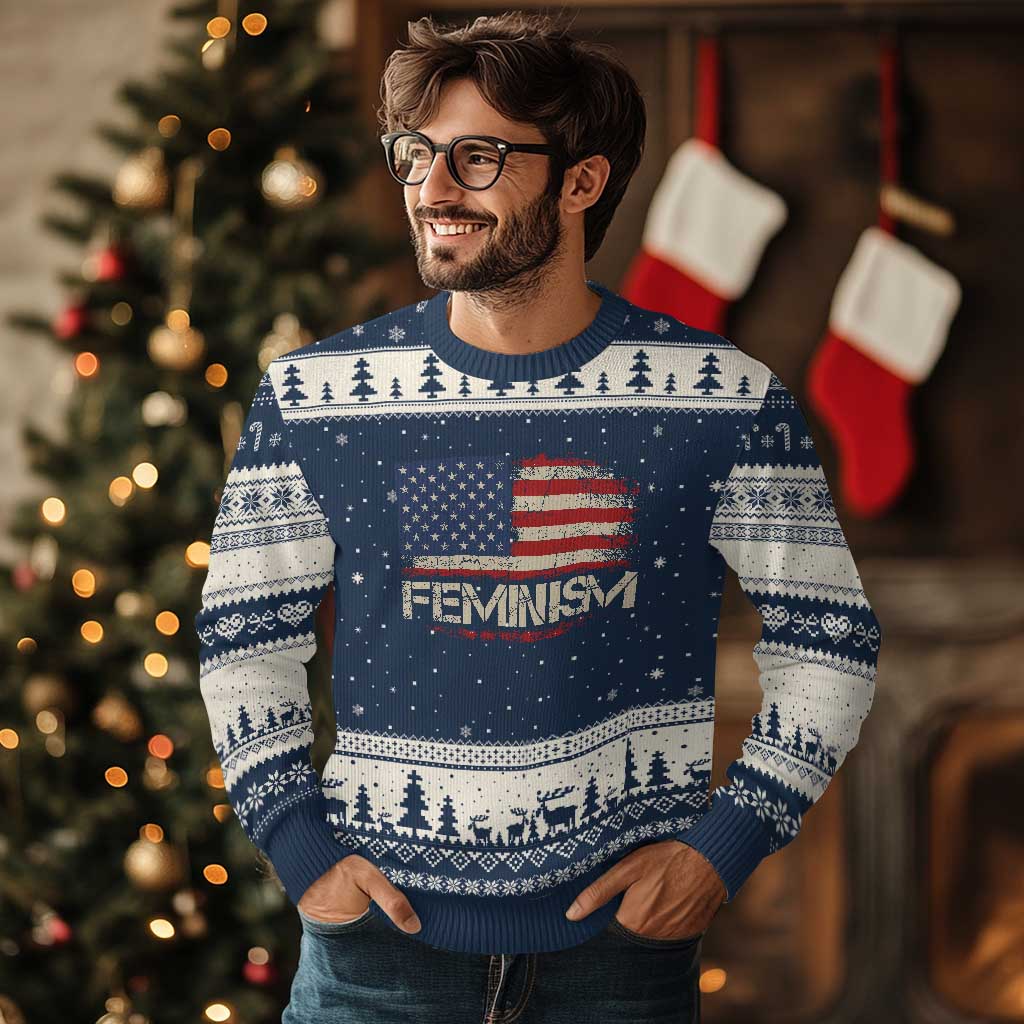 Feminism Feminist American Flag Ugly Christmas Sweater Patriotic Womens Rights