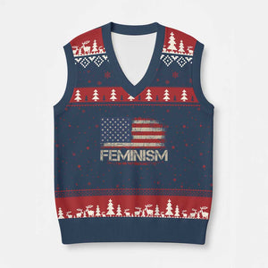 Feminism Feminist American Flag V-Neck Knit Sweater Vest Patriotic Womens Rights