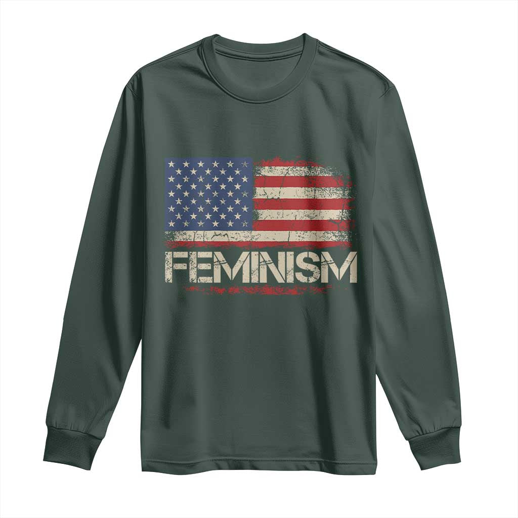 Feminism Feminist American Flag Long Sleeve Shirt Patriotic Womens Rights