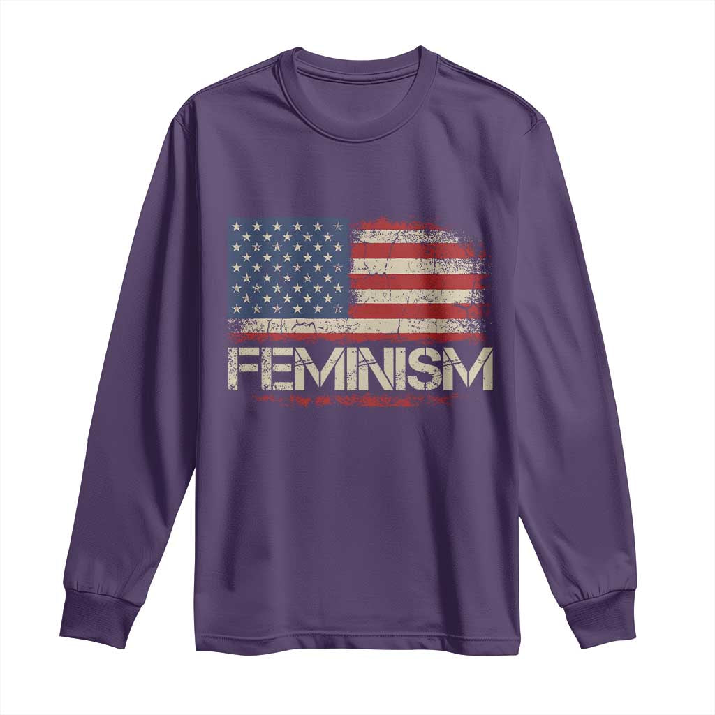 Feminism Feminist American Flag Long Sleeve Shirt Patriotic Womens Rights
