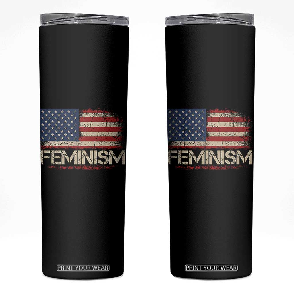 Feminism Feminist American Flag Skinny Tumbler Patriotic Womens Rights TS11 Black Print Your Wear
