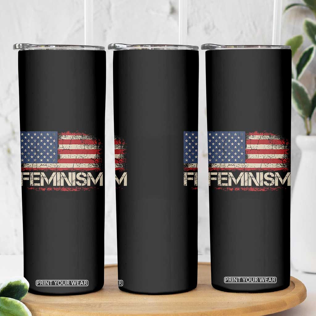 Feminism Feminist American Flag Skinny Tumbler Patriotic Womens Rights