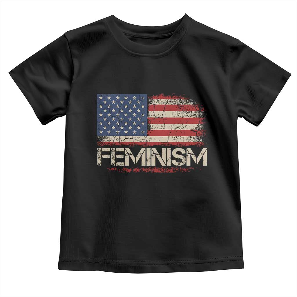 Feminism Feminist American Flag Toddler T Shirt Patriotic Womens Rights TS11 Black Print Your Wear