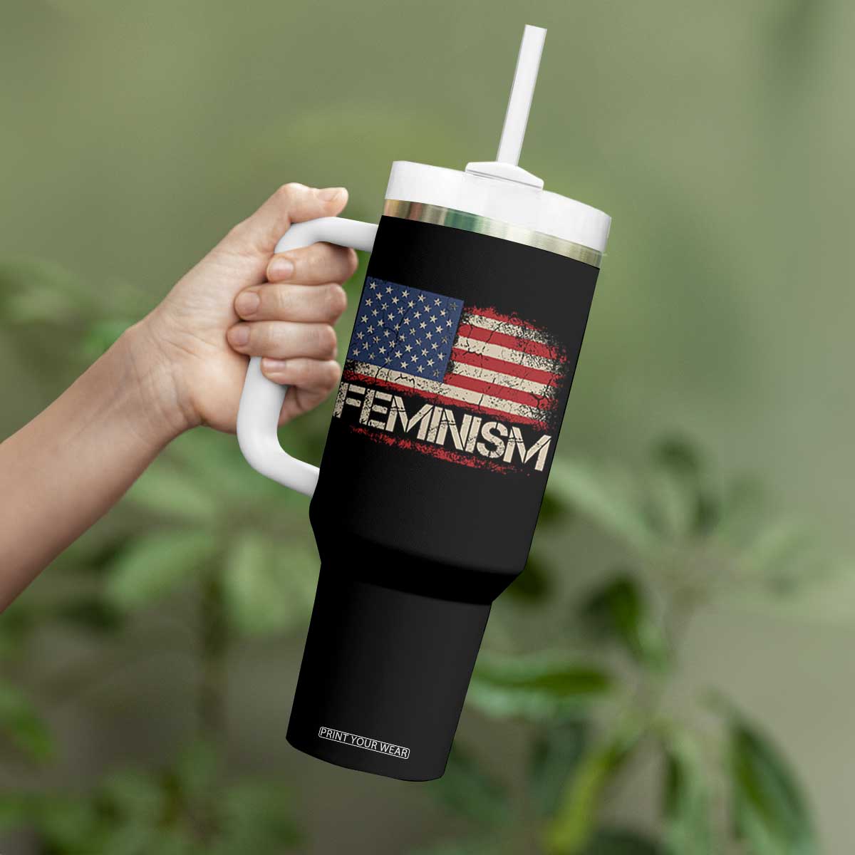 Feminism Feminist American Flag Tumbler With Handle Patriotic Womens Rights