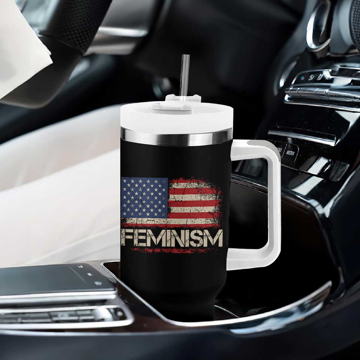 Feminism Feminist American Flag Tumbler With Handle Patriotic Womens Rights