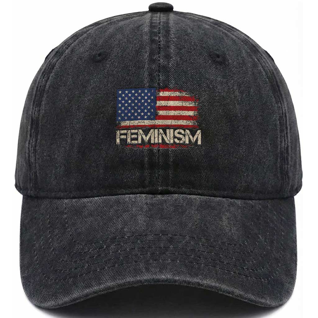 Feminism Feminist American Flag Washed Cotton Baseball Cap Patriotic Womens Rights