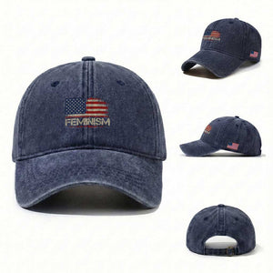 Feminism Feminist American Flag Washed Cotton Baseball Cap Patriotic Womens Rights