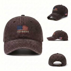 Feminism Feminist American Flag Washed Cotton Baseball Cap Patriotic Womens Rights