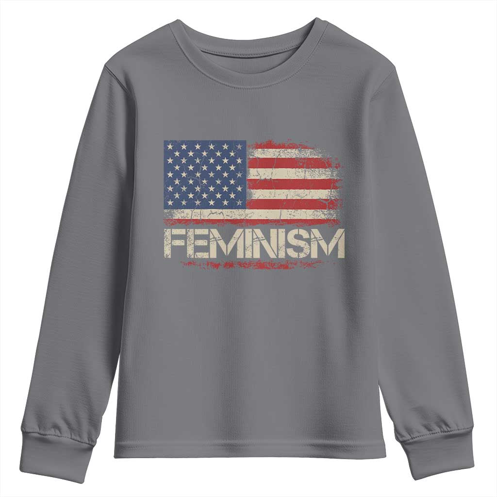 Feminism Feminist American Flag Youth Sweatshirt Patriotic Womens Rights